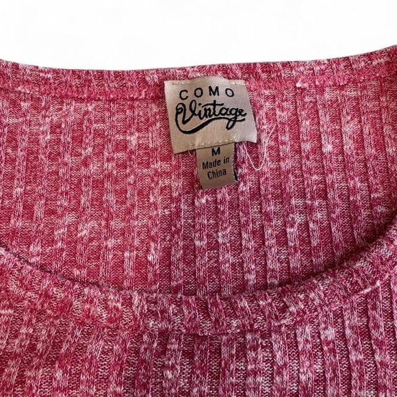 Como Vintage Long Sleeve Pink Patterned Top | Women's Size Medium |‎ Soft Knit - Picture 3 of 5